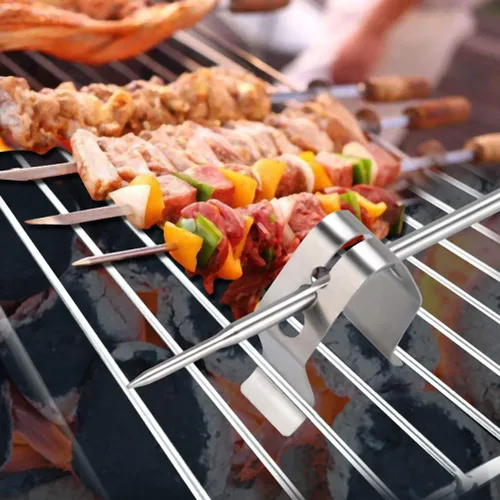 Vista 3 de Clip de sonda de termómetro, hornos soporte de sonda de lectura de temperatura para barbacoa, ahumador, horno, parrilla individual y tres agujeros