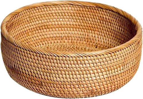 Vista 8 de Ochine Cesta de pan de mimbre natural, cestas de pan de frutas de mimbre vintage, cesta redonda para servir alimentos, cesta de sauce, cesta