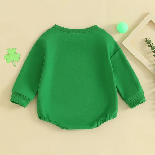 Vista 6 de Ayalinggo Ropa de primavera con estampado de letras "My First Saint Patricks Day Can't Pinch This Letter", color verde