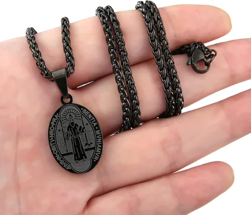 Vista 3 de RS Collar con medalla de San Miguel, Cristóbal, JudeBenedictoJoséAntonio, para hombres, 24 en regalos religiosos
