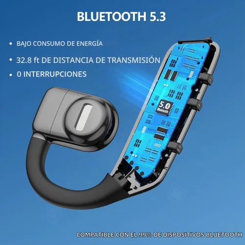 Vista 5 de Auricular Bluetooth V5.3 Auricular Bluetooth de un solo oído, con cancelación de ruido y compatible con micrófono, tiempo de conversación de 30