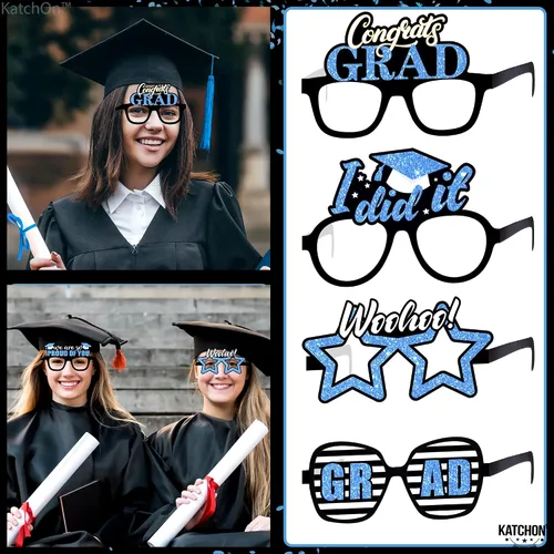 Vista 5 de KatchOn, Gafas de graduación azules 2026 – Paquete de 12 Gafas de graduación azules para decoraciones de graduación 2026 Clase de 2026