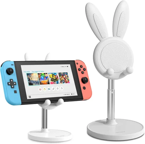 Vista 8 de OATSBASF Soporte ajustable para teléfono celular, soporte ajustable para teléfono con diseño de conejo, soporte para teléfono Kawaii, compatible