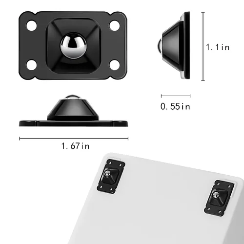 Vista 2 de 32 piezas de mini ruedas autoadhesivas de acero inoxidable, rueda universal con rotación de 360 grados, caja de almacenamiento para muebles 32negro