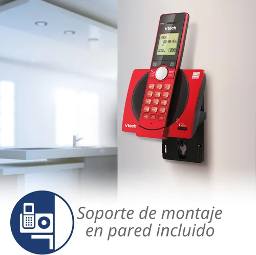 Vista 6 de VTech CS6919-16 DECT 6.0 Teléfono inalámbrico, rojo - Identificador de llamadas/llamada en espera (almacena 30 llamadas), teclado retroiluminado
