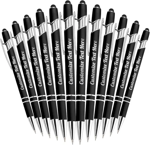 Vista 64 de Hasta 500 bolígrafos personalizados a granel con logotipo de mensaje de nombre comercial, bolígrafos grabados personalizados con lápiz óptico