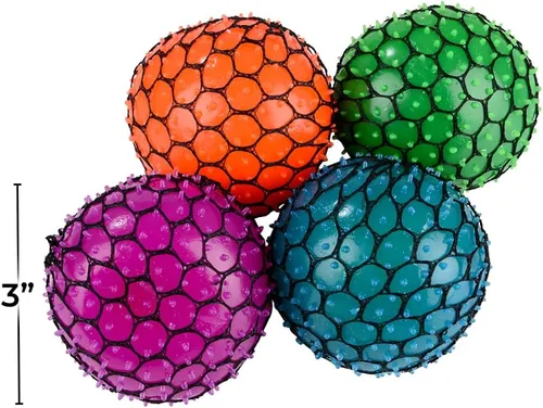 Vista 2 de Rhode Island Novelty Bola de compresión de malla de neón de 3 pulgadas, una por pedido
