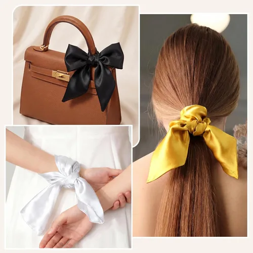 Vista 6 de American Trends Bufanda de seda para mujer, bufandas de satén para la cabeza, bufanda cuadrada para el cuello, bufanda ligera de seda como bandana