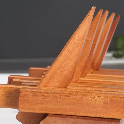 Vista 4 de Perchero de madera para colgar en la pared, varios estantes sólidos hechos a mano de madera de cerezo natural con 5 ganchos modernos abatibles