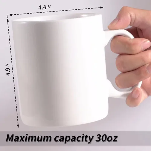 Vista 3 de BYCNZB Juego de 2 tazas de café de cerámica súper grandes de 30 onzas (blanco)