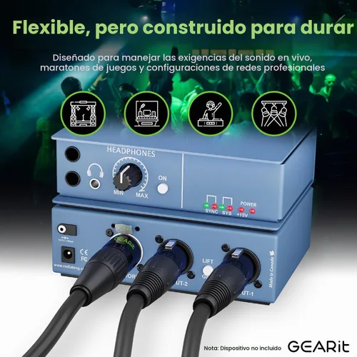 Vista 3 de GEARit Cable Ethercon CAT6 blindado (3 pies) de audio profesional e iluminación RJ45 EtherCON Cable compatible con EtherCON para estudio, escenario