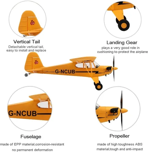 Vista 7 de Avión RC de control remoto de 5 canales J3-CUB de Park10 Toys para adultos con motor sin escobillas 1406 al aire libre, avión de ala fija de 3D6G