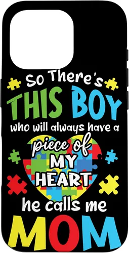Vista 20 de iPhone 16 Boy Calls Me Mom Heart - Funda de concientización sobre el autismo