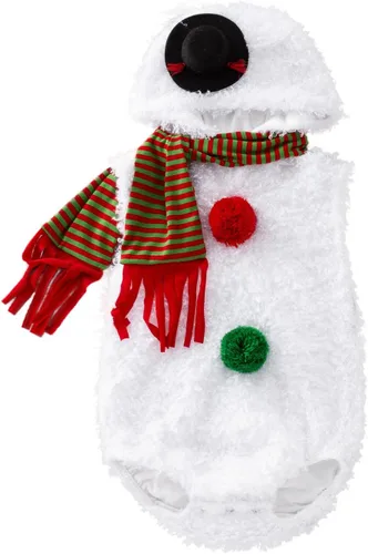 Vista 3 de Mono sin mangas de forro polar para bebé+bufanda de Navidad, conjunto de muñeco de nieve, mameluco para niñas, cosplay, disfraz infantil lindo