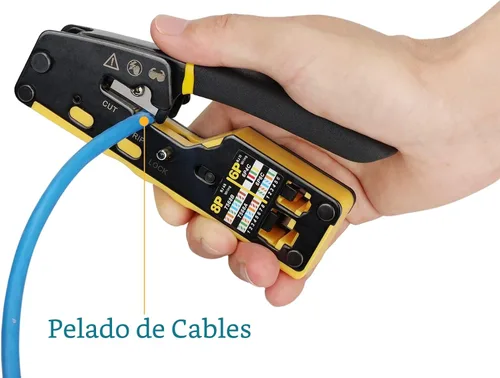Vista 3 de Kit de herramientas de engaste RJ45 Solsop para paso de Ethernet, crimpadora CAT5 Cat5e Cat6