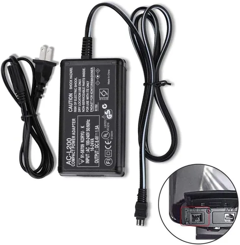 Vista 4 de Cargador adaptador de corriente alterna AC-L200 para videocámara Sony Handycam DCR-SX, DCR-SR, DCR-HC, DCR-PC, DCR-DVD, DCR-IP, HDR-CX, HDR-XR