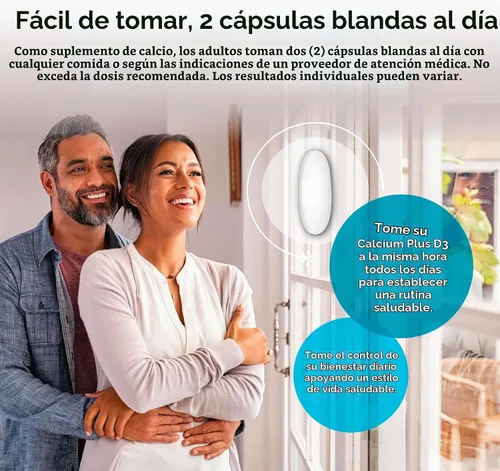 Vista 6 de 21st Century Calcium Plus D3 - Gel blando relleno de líquido, 1200 mg, 90