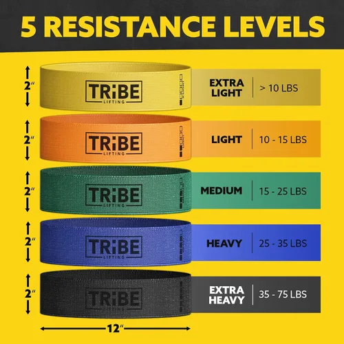 Vista 3 de Bandas de resistencia de tela para entrenamiento, bandas para glúteos para mujeres y hombres, juego de bandas de ejercicio para piernas y glúteos