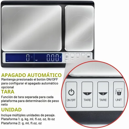 Vista 3 de Smart Weigh, balanza culinaria para cocina, 10 kg x 0.01 g, digital, con plataformas dobles para hornear, cocinar, alimentos e ingredientes