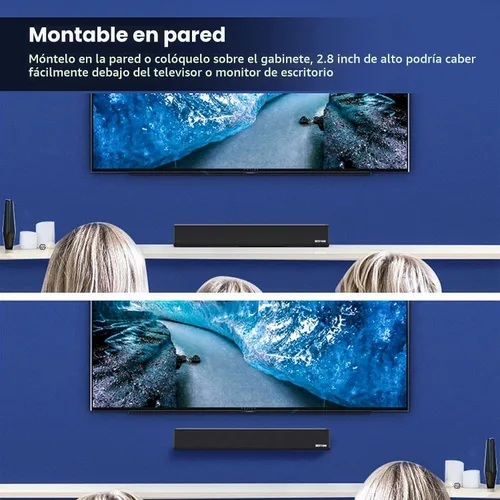 Vista 6 de Barra de sonido, BESTISAN Barra de sonido de 50 vatios con HDMI, óptico, AUX, USB, salida de subgraves y conexión Bluetooth, DSP, bajo ajustable, 16