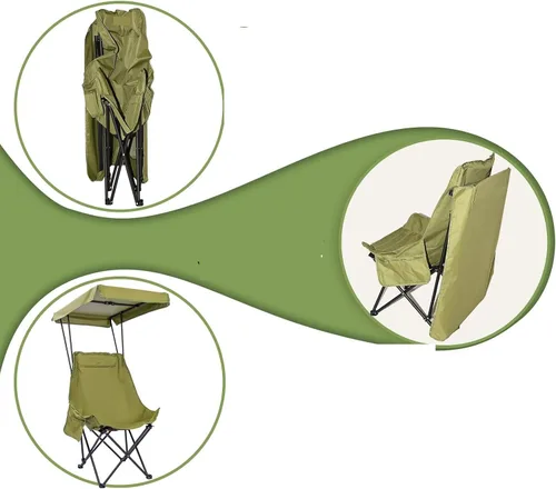 Vista 3 de Compatible for Portable Camping Chair with Shade Canopy Oversized Foldable Lightweight Chairfor Beach Outdoor Activities(Green 1P)