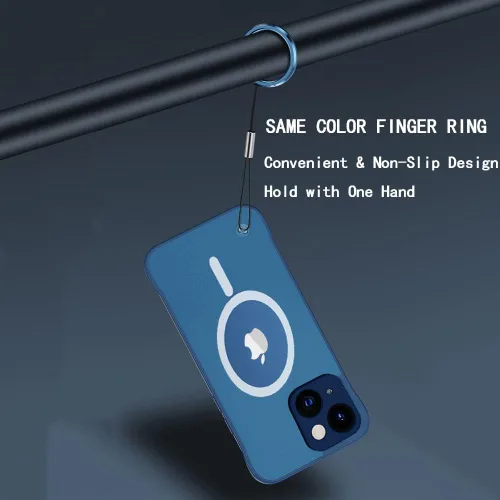 Vista 5 de Omio - Funda magnética delgada para iPhone 15 compatible con MagSafe, transparente mate, ultrafina, diseño sin marco, sin bordes con bucle