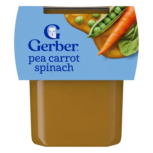 Vista 14 de Gerber Baby Food 2nd Foods Blends, Puré de Zanahoria Batata y Guisante, Poder Vegetal, Natural y Sin OGM, Tubos de 4 Onzas, Paquete de 2