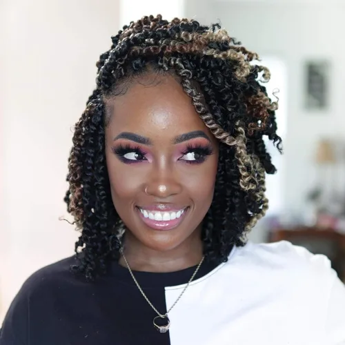 Vista 47 de TOYOTRESS Tiana Passion Twist Hair – 6 pulgadas, 2 piezas de trenzas de ganchillo pretrenzadas color negro natural, extensiones de cabello sintético