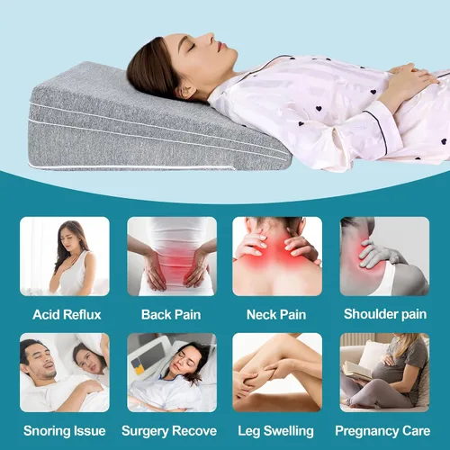 Vista 4 de ROYALAY Almohada de cuña de cama ajustable para dormir, almohada de cuña inclinada triangular para reducir la presión, almohada de espuma