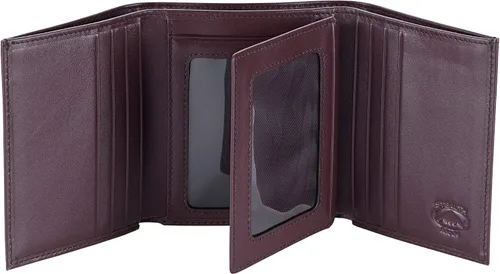 Vista 45 de Stealth Mode Cartera de cuero triple RFID para hombres con soporte de identificación abatible (negro)