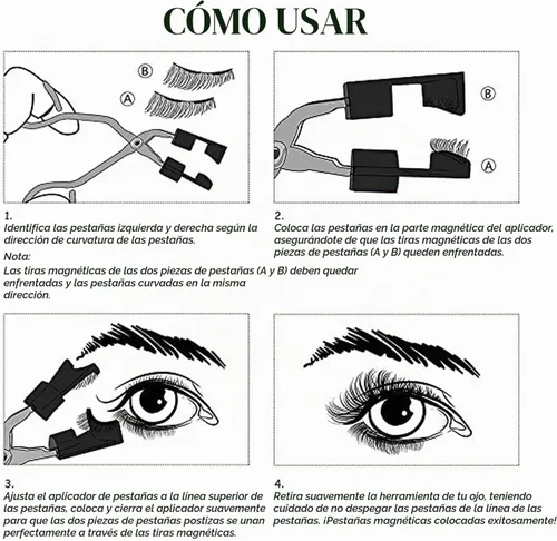 Vista 5 de Herramienta de ayuda para aplicar pestañas magnéticas, clip magnético de pestañas postizas, fácil de aplicar rizador de pestañas magnético sin Dorado