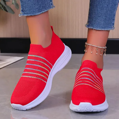 Vista 6 de Dress Shoes For Girls Women Fly Woven Mesh Running Shoes Athletic Tennis Walking Shoes Comfy Runners Fashion Sport Shoes Sandalias de cuña de mujer