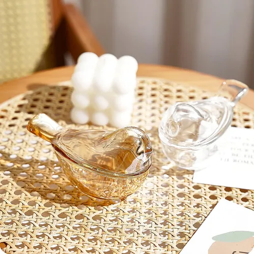 Vista 8 de Pequeño organizador de joyería de cristal ámbar con forma de pájaro, organizador de aretes, regalo para mujeres, esposa, mamá, cumpleaños, boda