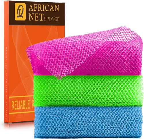Vista 15 de UJFQBH African Net Sponge Authenti, exfoliante corporal para espalda y zonas de difícil acceso, exfoliante diario suave para limpieza profunda Gris