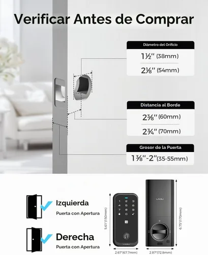 Vista 8 de Cerradura inteligente con llave Apple Home, cerradura de puerta de entrada sin llave para puerta delantera, funciona con Homekit, teclado, bloqueo