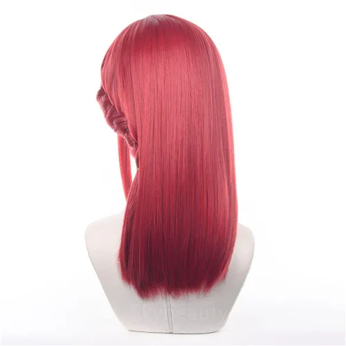 Vista 5 de SKYBEAUTY Anime Hyoma Chigiri - Peluca de cosplay para bloqueo azul, peluca larga y recta roja trenzada, pelucas de fiesta de Halloween para mujeres