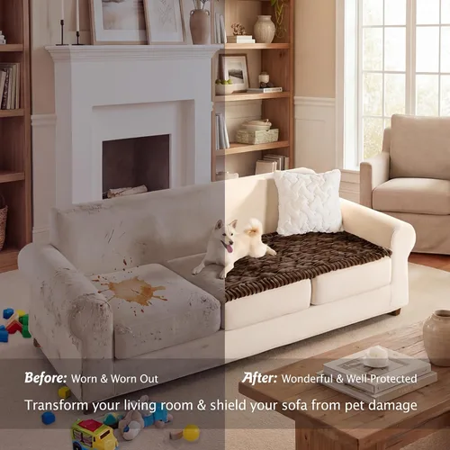 Vista 7 de PuTian Funda de sofá 100% impermeable y mullida para perros, lavable, antideslizante, protector de sofá, apto para mascotas, para sofás y sofás