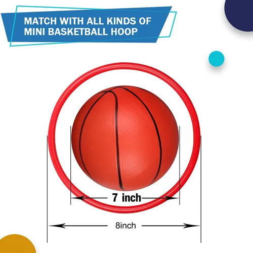 Vista 2 de Umnodobn Mini baloncesto para interior, mini aro de baloncesto de 7 pulgadas, de goma suave, juguete de repuesto para niños y adultos, pelota