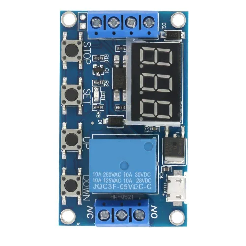 Vista 3 de Interruptor de temporizador de retardo de ciclo Pantalla LED Retardo de encendido y apagado Módulo de relé DC 6-30V 0 1s a 999min ajustable
