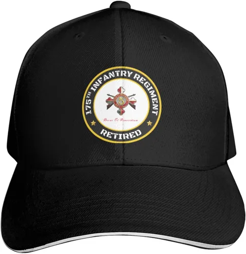 Vista 3 de US 175th Infantry Regiment Retired Adjustable Baseball Cap for Outdoor Sun Protection - Men & Women Black
