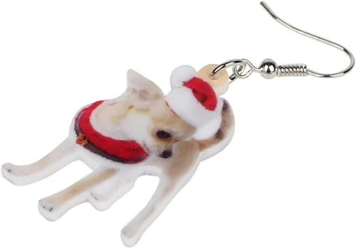 Vista 4 de NEWEI Aretes colgantes de acrílico para perros de Chihuahua Dulce Chihuahua, para mujeres, niños, cachorros, animales, joyería de regalo