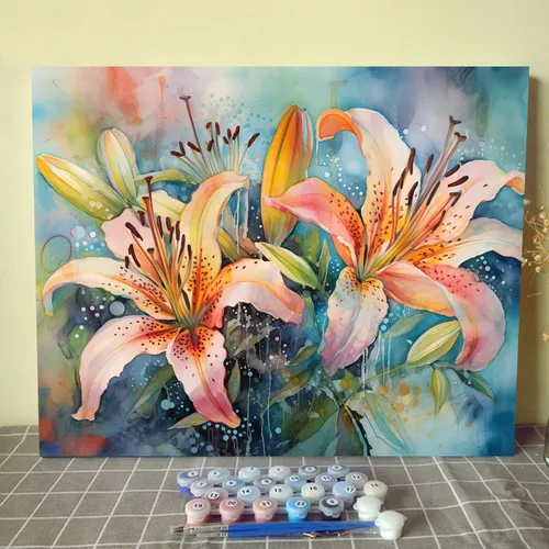 Vista 25 de Tucocoo Kits de pintura de paisaje de girasoles por números con pinceles y pigmento acrílico sobre lienzo para adultos, patrón de mariposas y flores