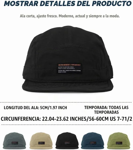 Vista 4 de Croogo Gorra de béisbol de ala corta, 5 paneles, sombrero de ala plana Dy09-negro