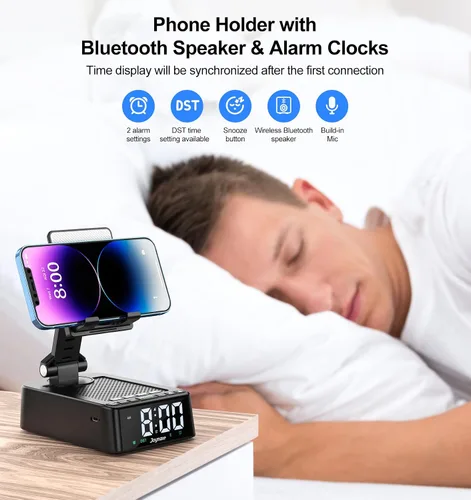Vista 3 de Regalos para hombres y mujeres, soporte de teléfono con altavoz Bluetooth