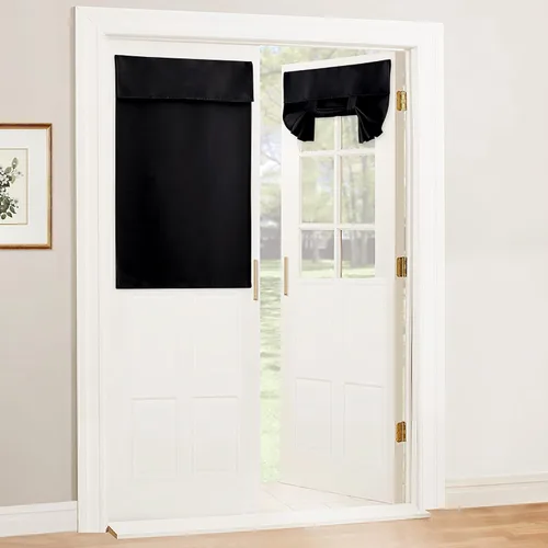 Vista 29 de RYB HOME 2 paneles 100% opacos para puerta de aula, 8 pulgadas de ancho x 36 pulgadas de largo, color beige biscotti, sin taladro, para ventana