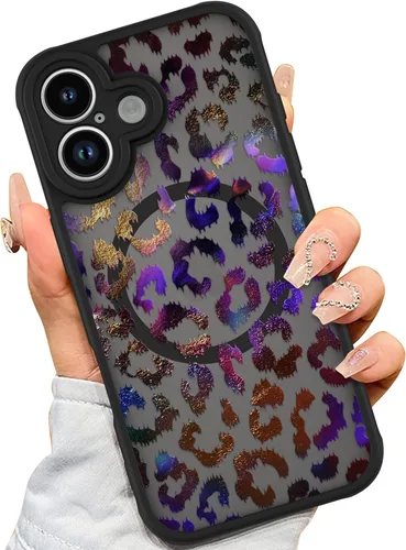 Vista 37 de AIGOMARA - Carcasa magnética para iPhone 11, diseño de leopardo negro