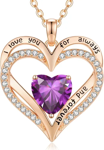 Vista 109 de CDE Collares de piedra natal para mujer, plata de ley 925, collar con colgante de corazón para siempre, Navidad, cumpleaños, aniversario, día de San