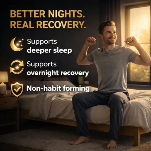 Vista 3 de Ayuda para dormir sin melatonina - Suplemento de recuperación del sueño con Ashwagandha KSM-66® y glicinato de magnesio para relajación nocturna