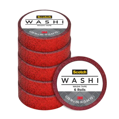 Vista 11 de Scotch Expressions Cinta con purpurina, 0.59 x 196 pulgadas, negro, 6 rollos (C514-BLK)