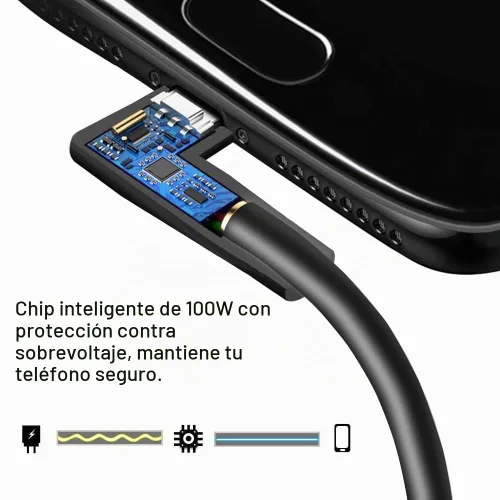 Vista 4 de QCEs Cable USB C a USB C de ángulo recto de 3.3 pies, cable USB-C 3.2 Gen 2 de transferencia de datos de 20 Gbps, salida de video 4K, carga rápida